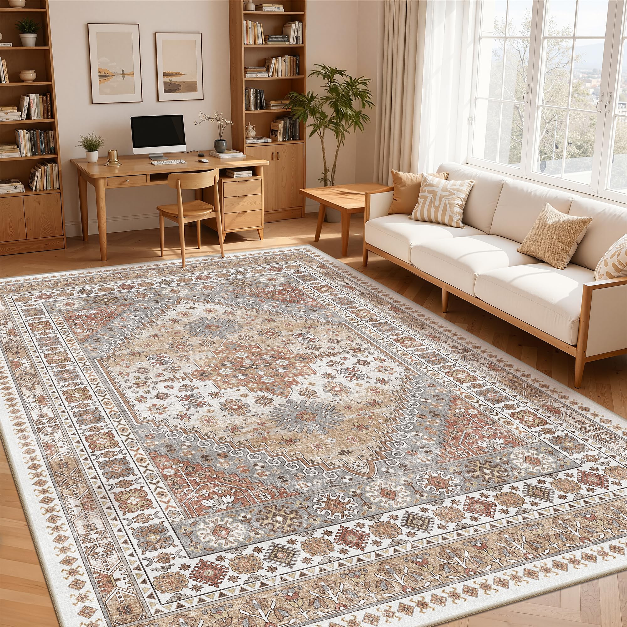 zesthome 8x10 Area Rugs for Living Room,Non-Slip Backing Washable